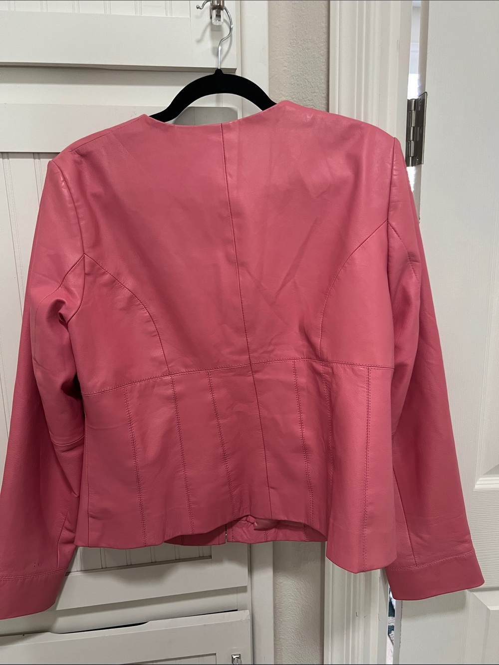 Style & Co. Pink Leather Collarless Jacket - Picture 4 of 4